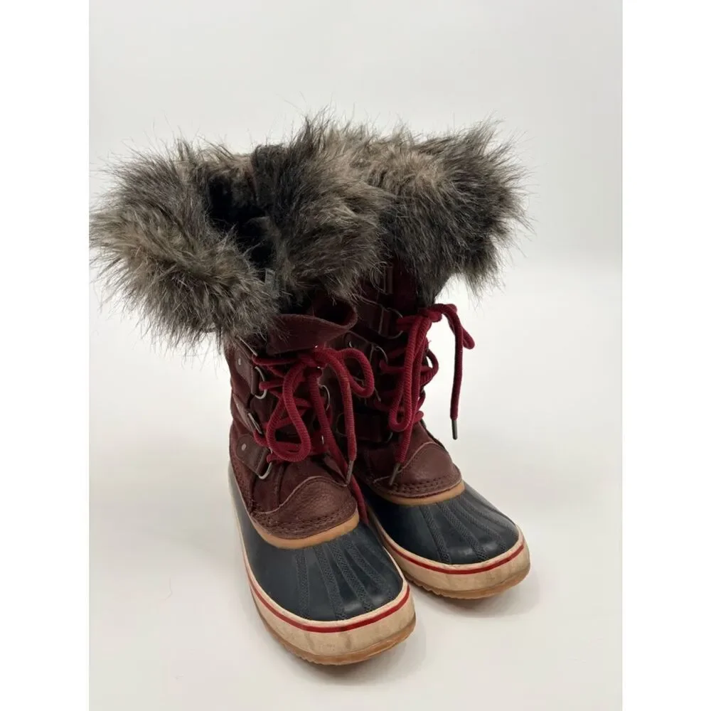 Sorel | Maroon Joan of arch Suede Faux Fur Winter Boots